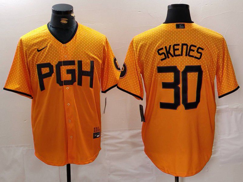 Men Pittsburgh Pirates 30 Skenes Yellow City Edition 2024 Nike MLB Jersey style 1